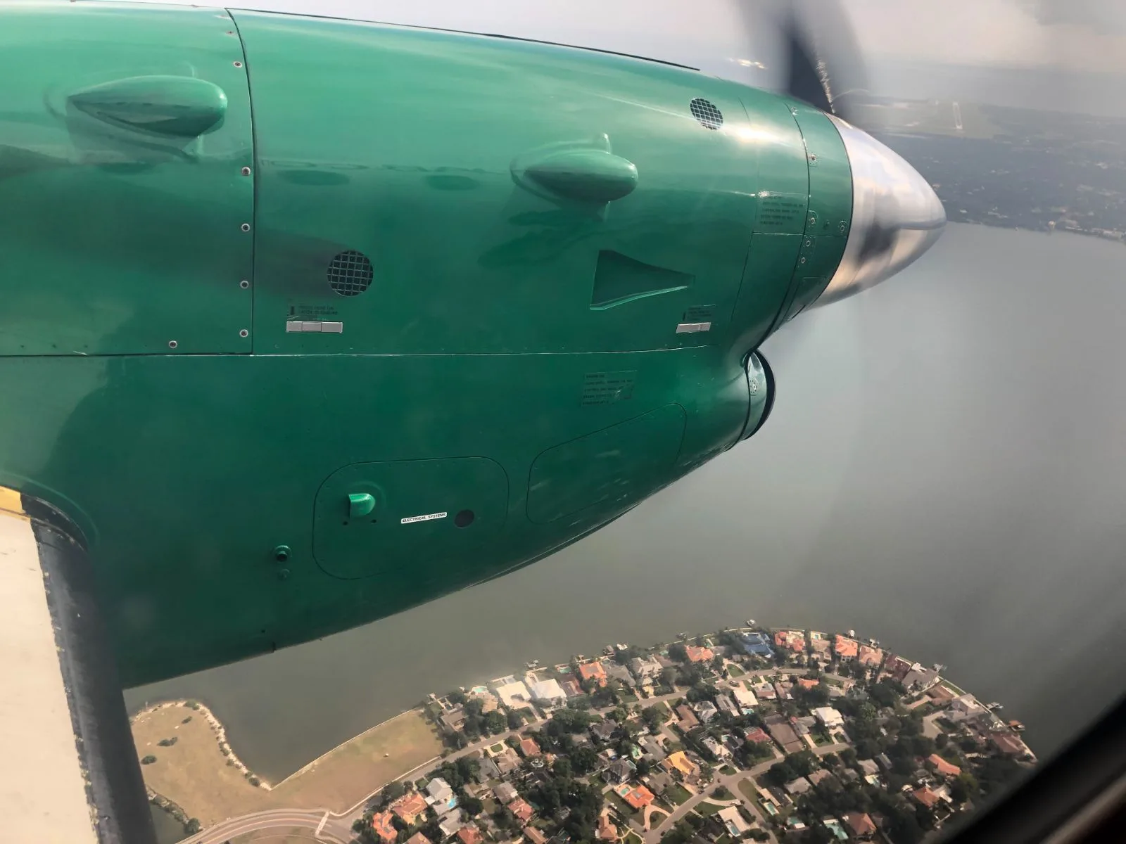 View from the plane on approach to Marsh Harbour