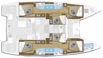 Accommodation plan of C U Sailing — Lagoon 50, six cabins, four heads