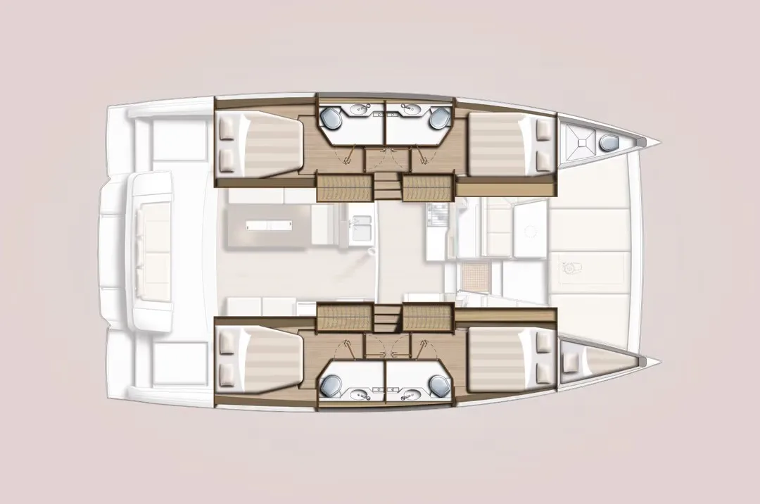 Accommodation plan of Cat Tales — Bali 4.2, four cabins, four heads