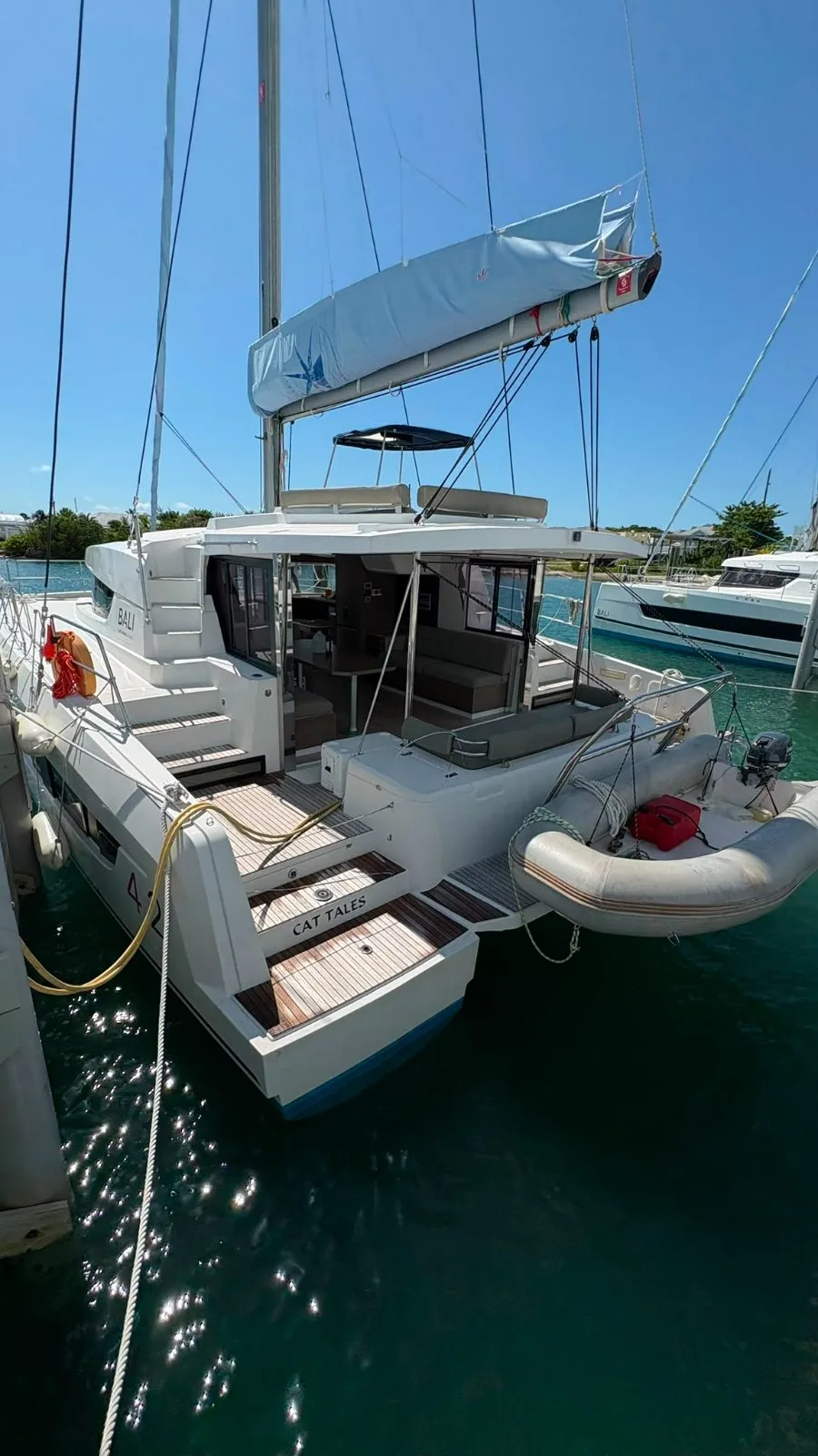 The transom and boarding platform of Cat Tales