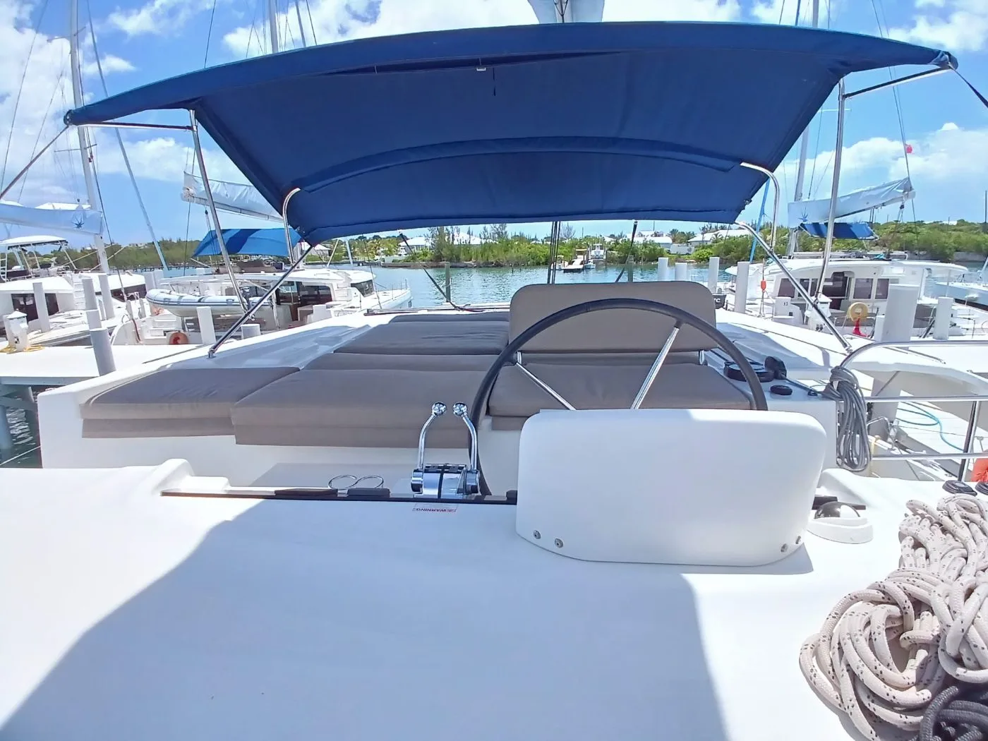 The flybridge of C U Sailing II looking aft