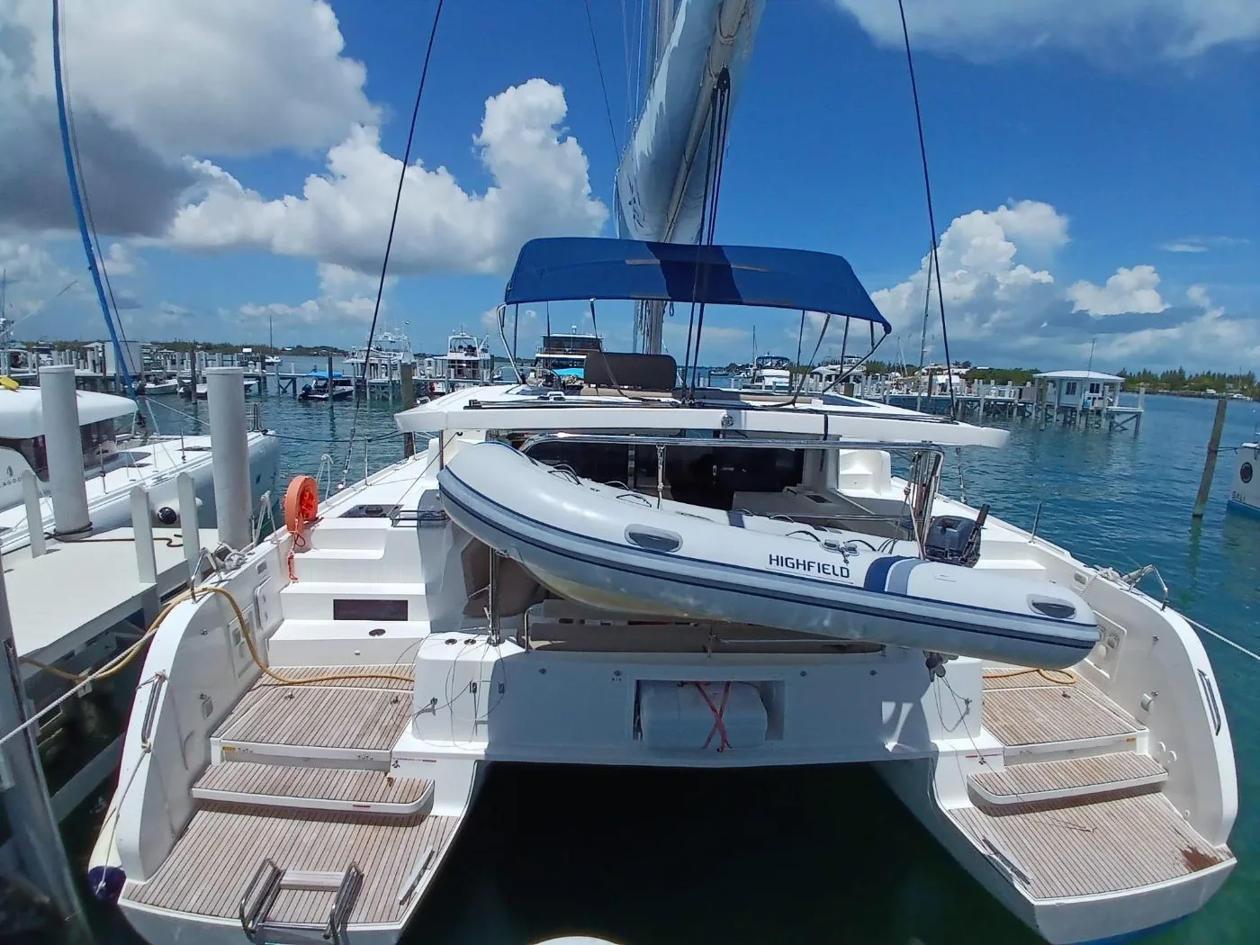 C U Sailing II at her berth — aft view with cockpit and boarding platforms