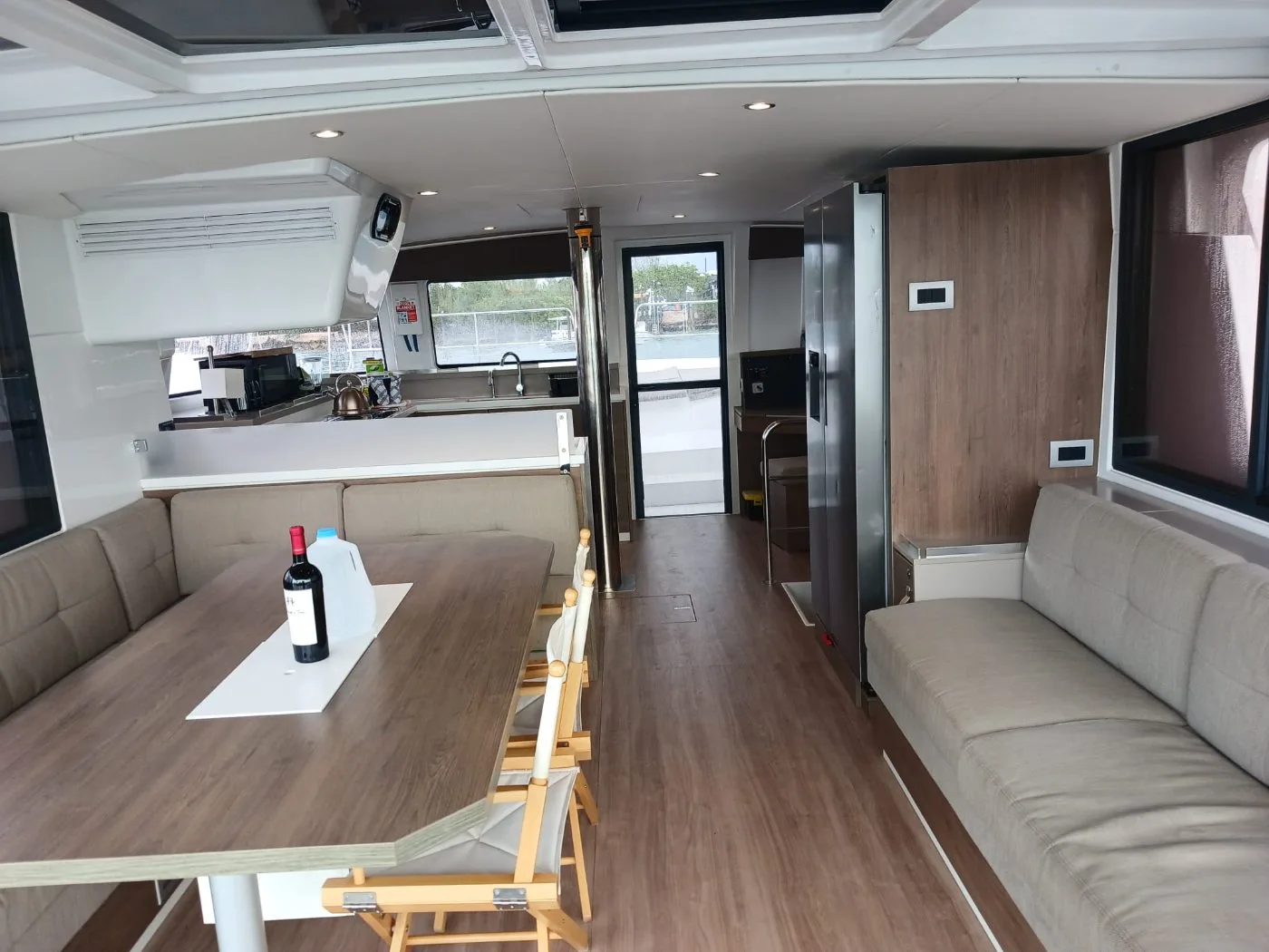 The saloon of Exodus, opening aft to the cockpit