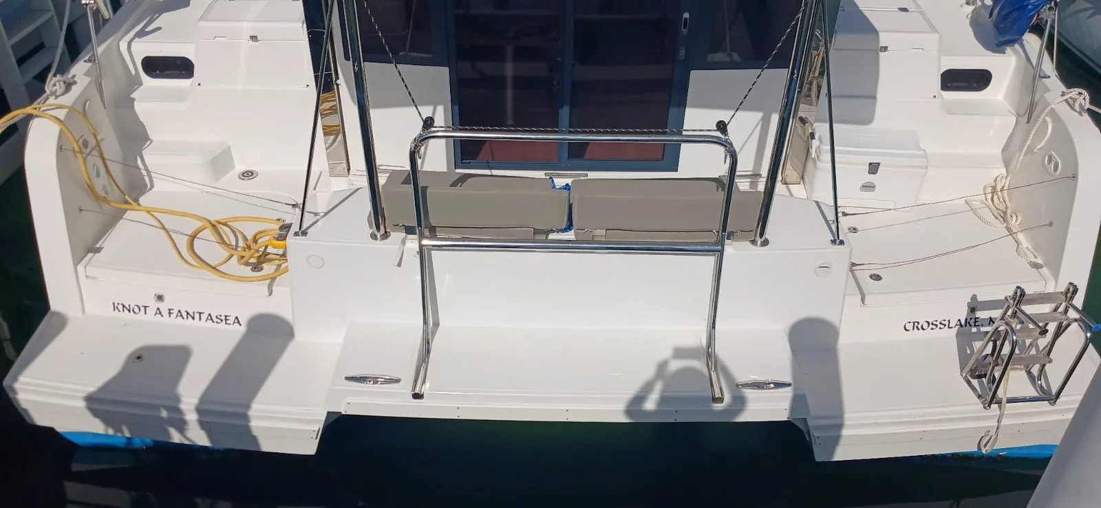 The transoms and boarding platforms of Knot a Fantasea