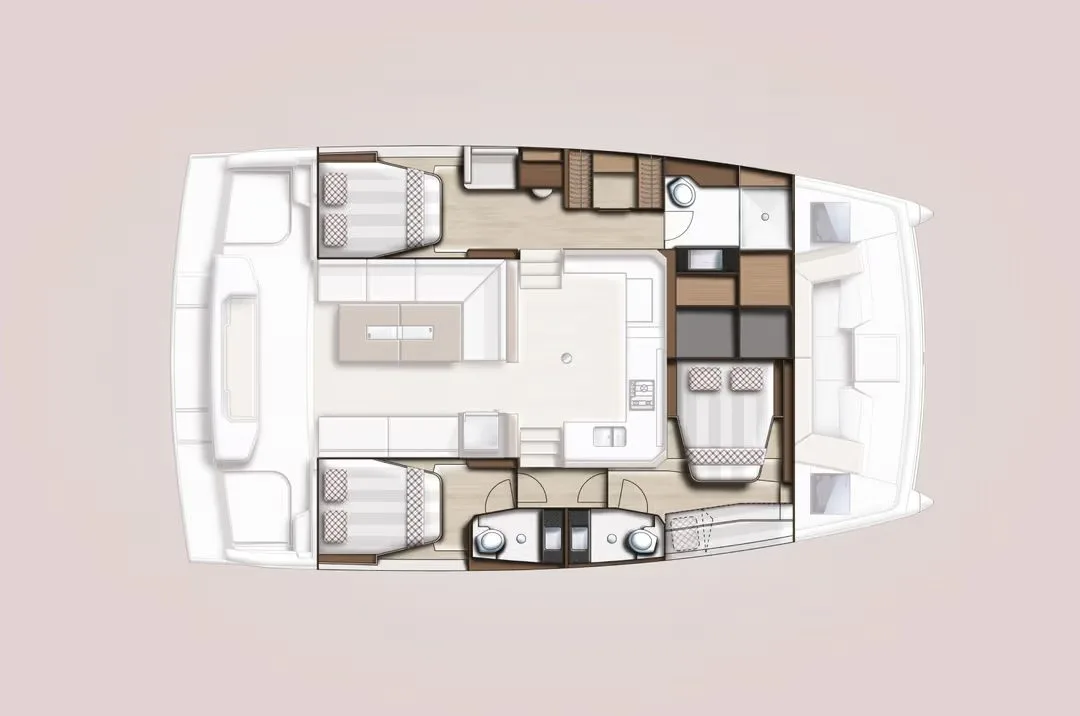 Accommodation plan of Gabrielle Marie — Bali Catspace, three-cabin owner's version