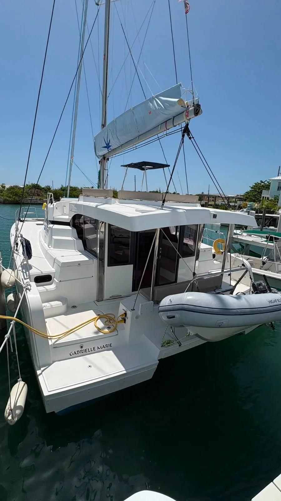 Gabrielle Marie at her berth, transom view