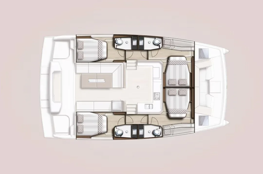 Accommodation plan of Let's Geaux — Bali Catspace, four cabins, four heads