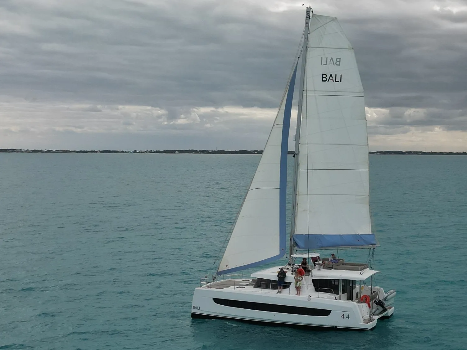 Ptarmigan under full sail in the Sea of Abaco