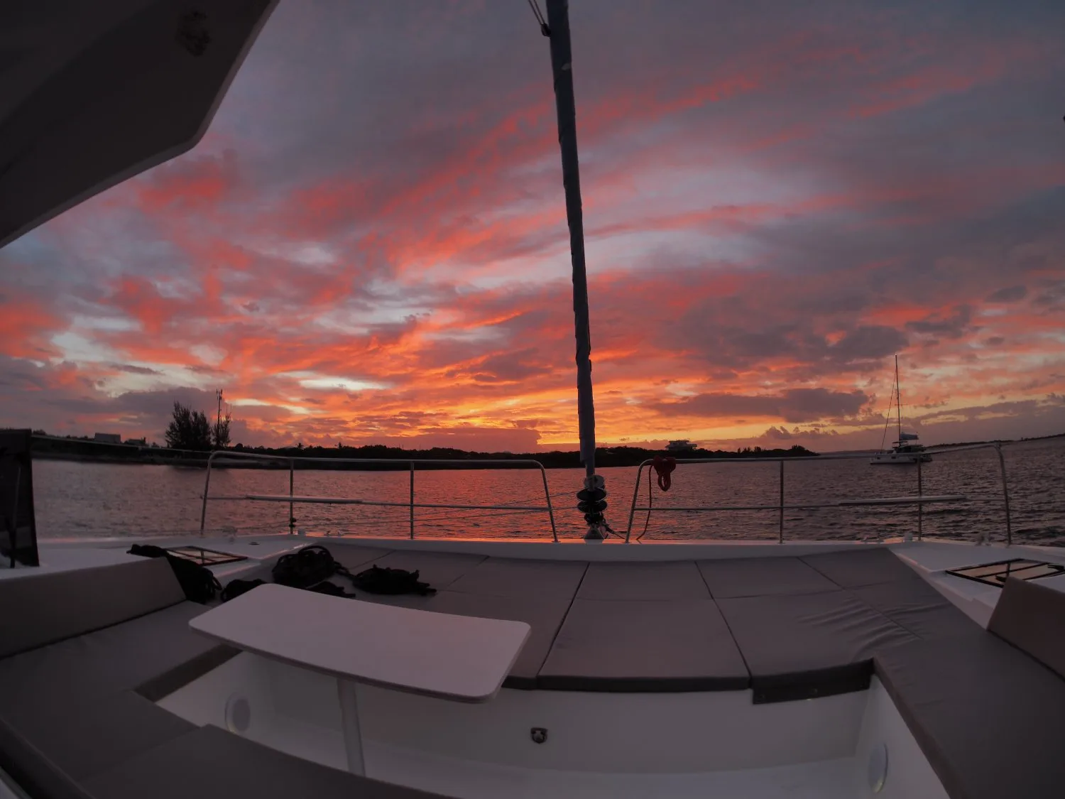 Sunset from the foredeck sunpads of Ptarmigan
