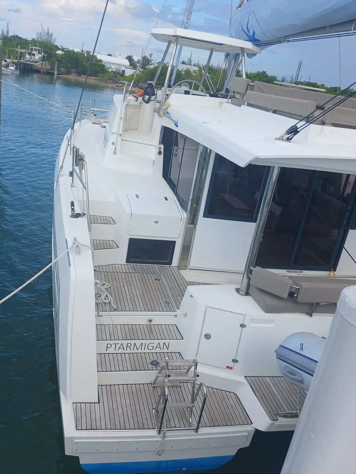 The transom of Ptarmigan with her name