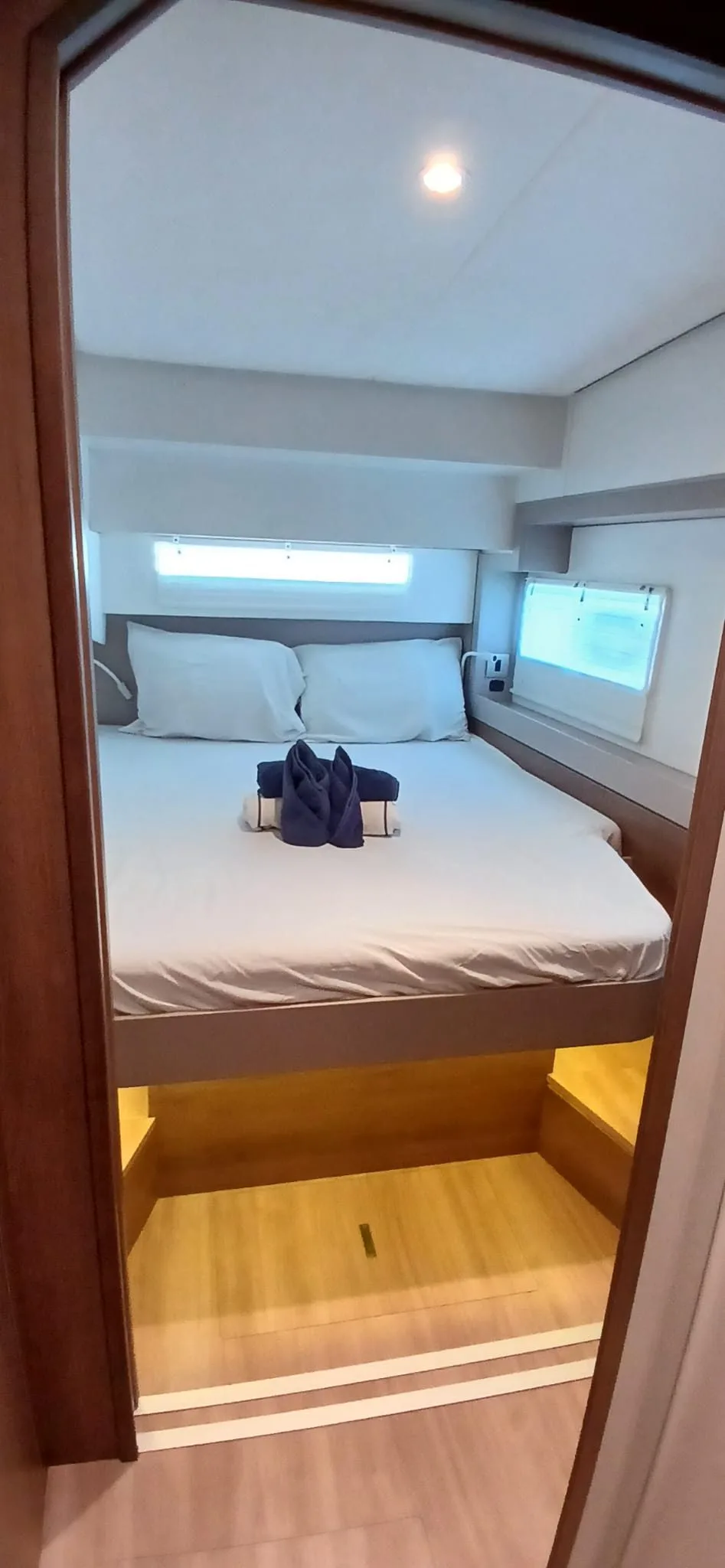 A double cabin aboard Uncharted with island berth